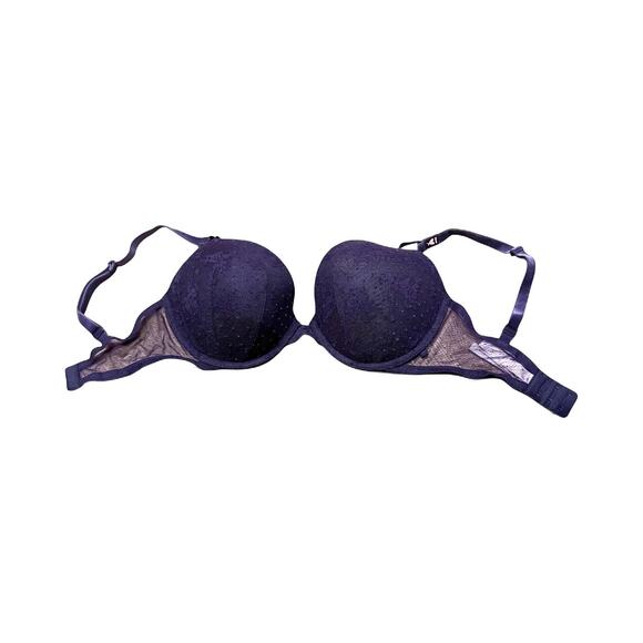 NWT Victoria's Secret 34DDD Purple Crushed Velvet & Lace Push-up Bra 34F - Picture 1 of 5